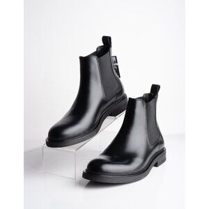 Massimo Dutti Mens Leather Ankle Boots Stretch Black US 8 EU 41 NWB 2055/450